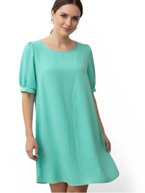 Coco & Main Mint Green Puff Sleeve Shift Dress Women M Spring